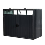 Hangar à ordures en métal pour stockage d'extérieur, 2 poubelles, en acier inoxydable galvanisé, pour jardin, cour, charbon de bois