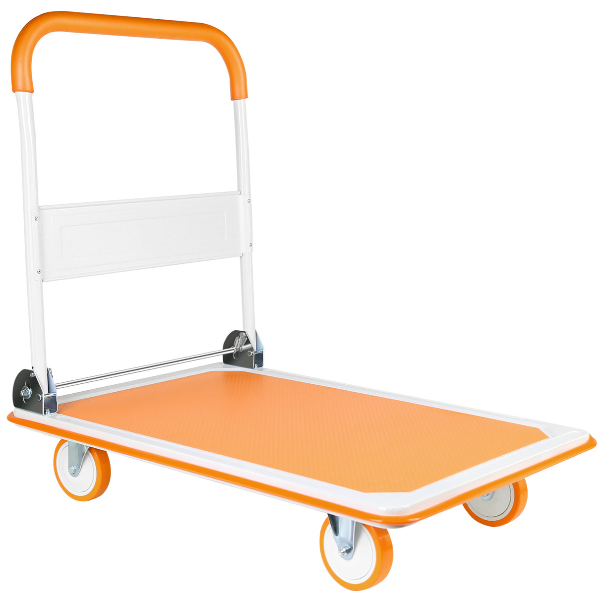 Sammenleggbar Push Cart Dolly 660 Lb Kapasitet Heavy Duty Flytteplattform Håndtruck Hvit og oransje