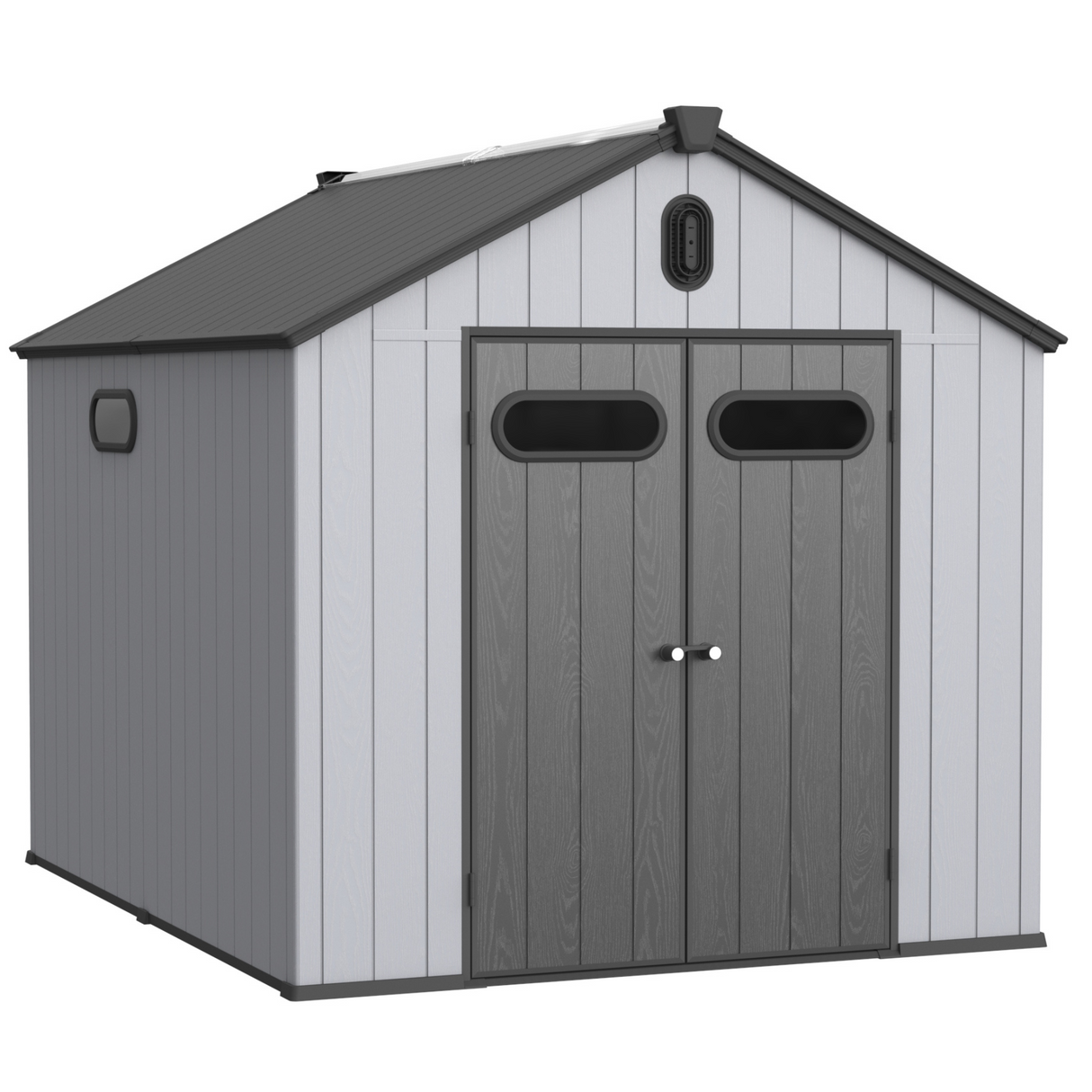 8×10ft Plastic Storage Shed para sa Backyard Garden Big Spire Tool Black Gray