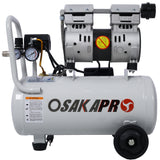 1.5HP Silent Oil-Free Air Compressor 8 Gallon Electric Shop Portable Lightweight with Wheels 70 DBA Noise Level na may Automatic Drain Valve Light Gray