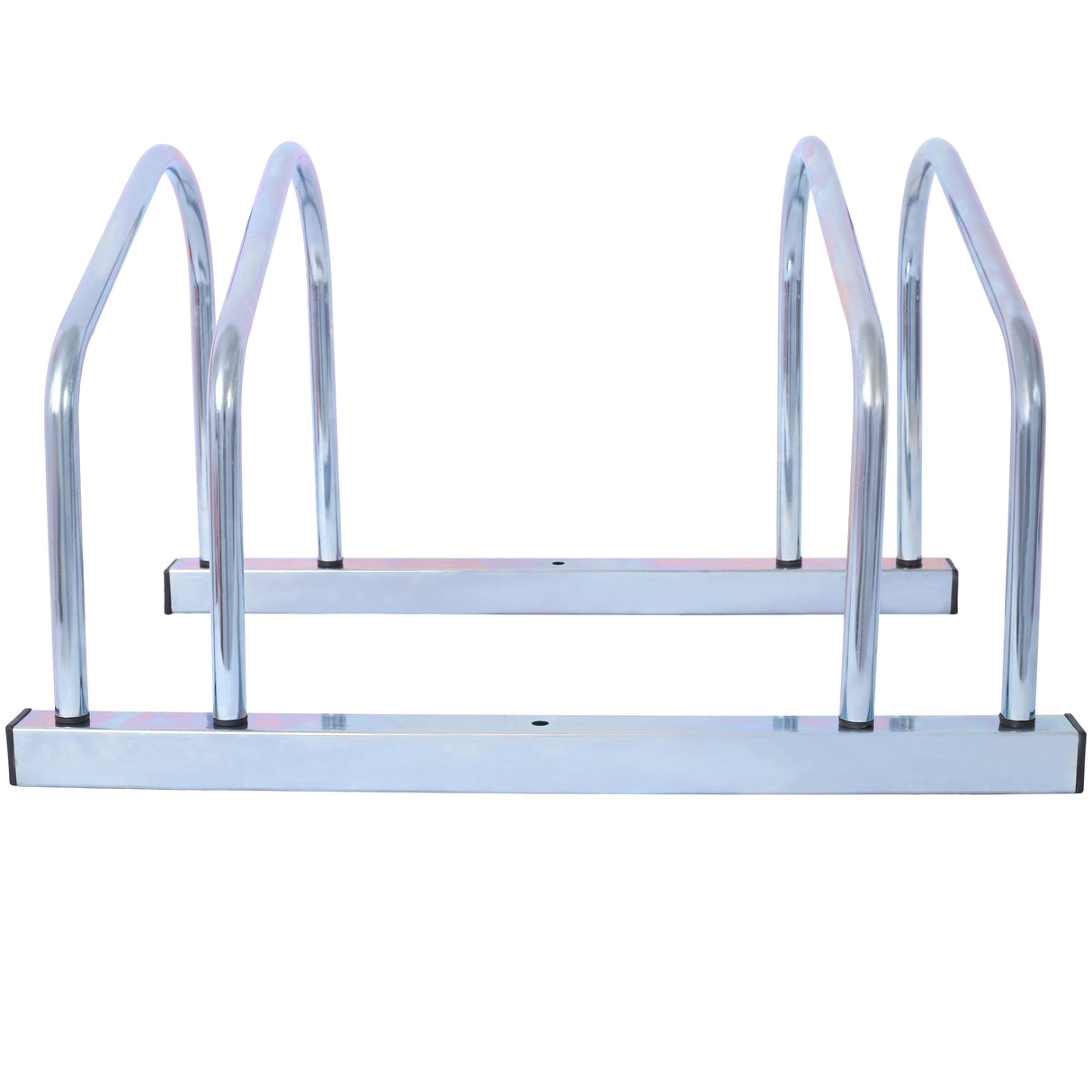 Soporte para bicicletas de piso para 2 bicicletas Estante para estacionamiento Almacenamiento en garaje Interior/exterior Rueda de 22-28" Ancho máximo del neumático 2.15" Galvanización