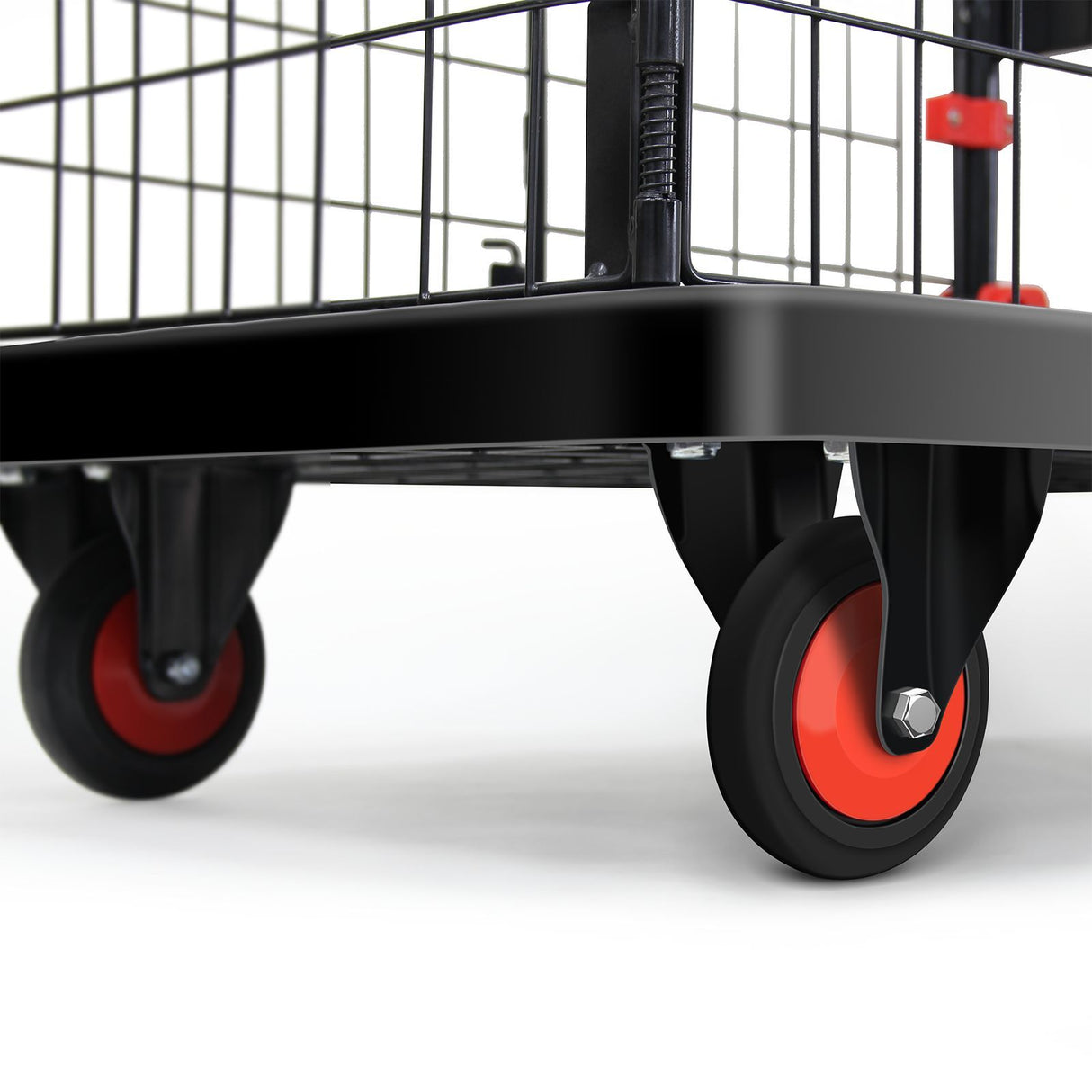 Foldable Platform Push Hand Truck Basket Cage Cart 660 lbs Capacity--Black+Red