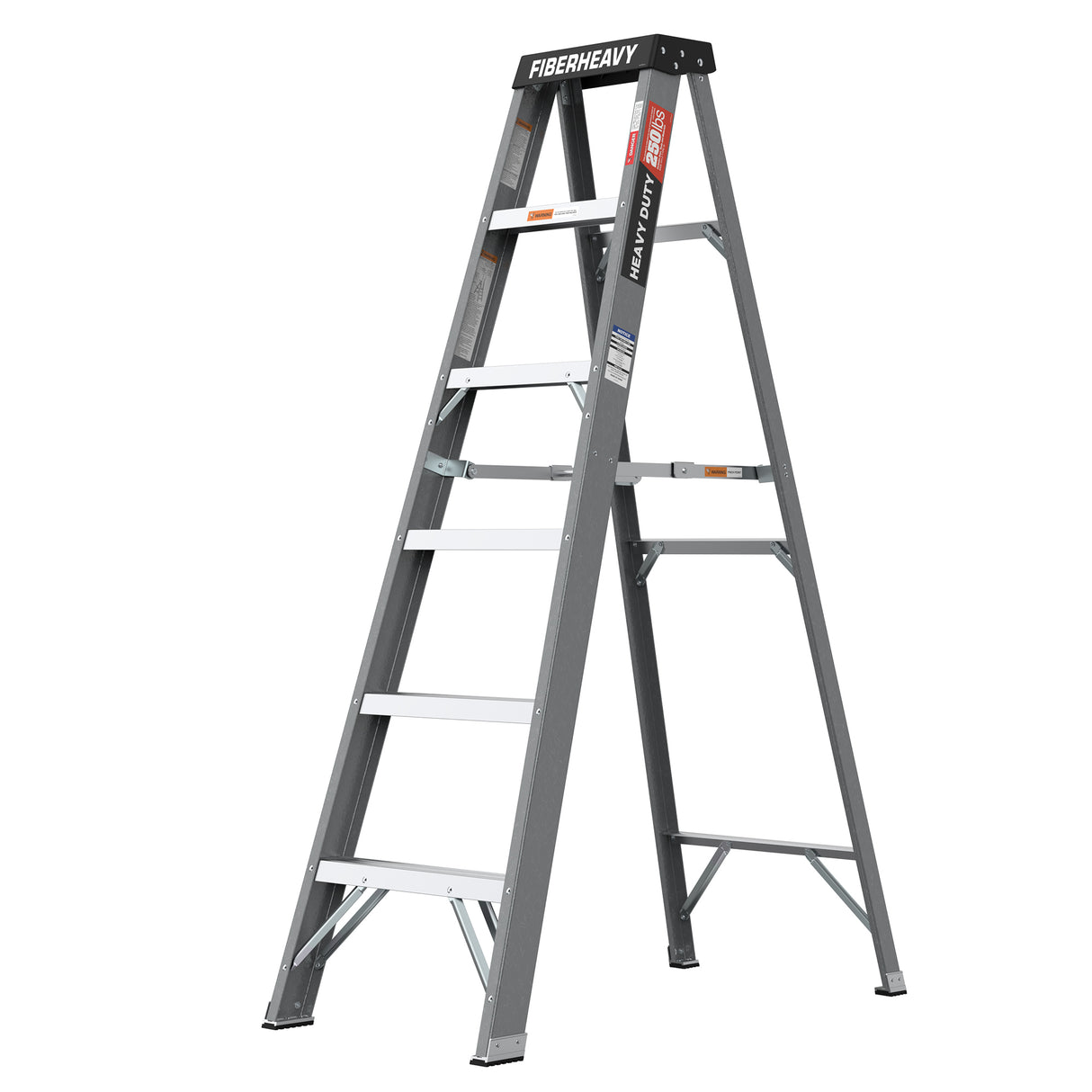 Fibreglass Step Ladder 6-foot 250lbs--Gray