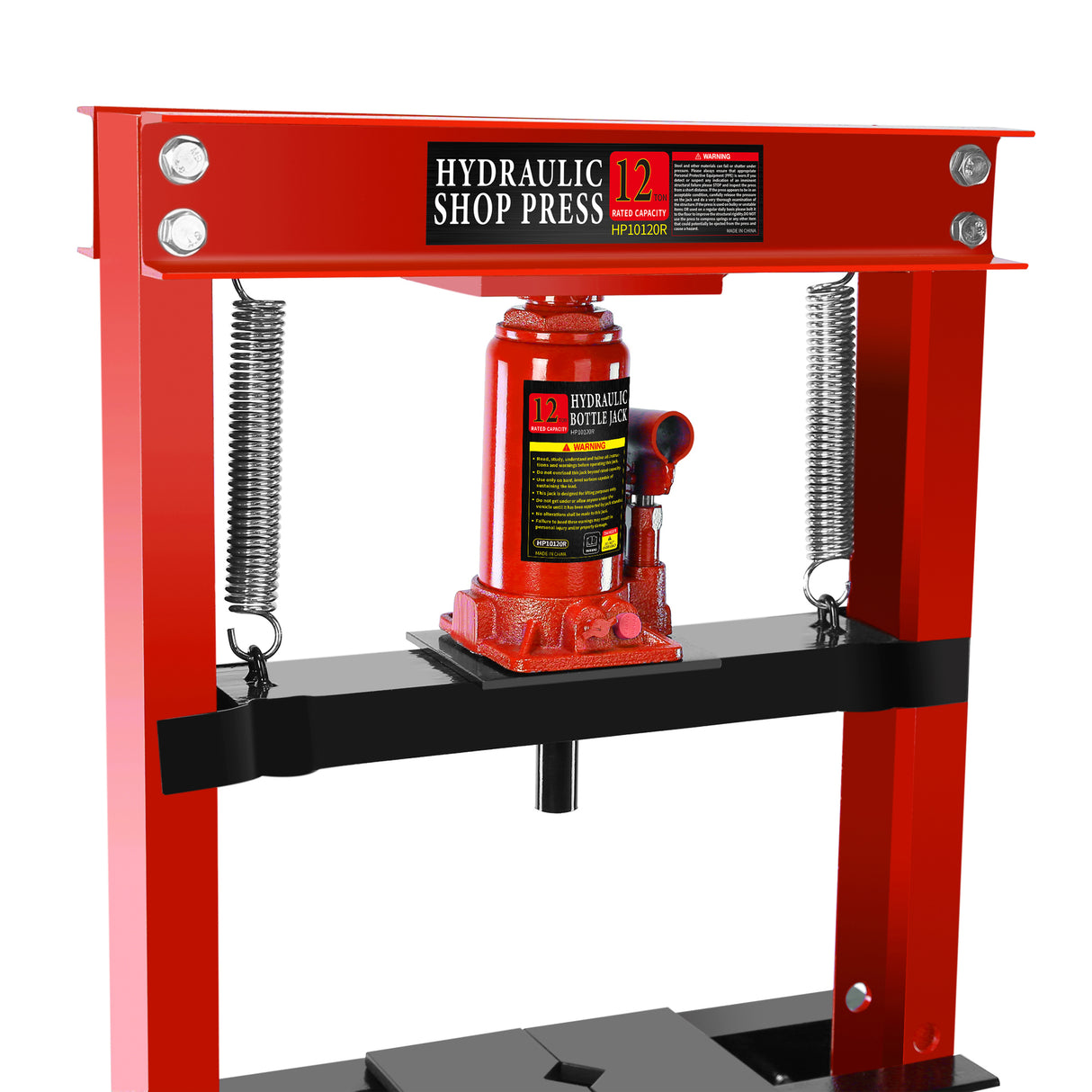 12 Ton Hydraulic Shop Floor Press Steel H-Frame na may mga Plate Adjustable Working Table Stand Jack para sa mga Gear at Bearing