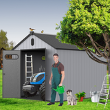 8×10ft Plastic Storage Shed para sa Backyard Garden Big Spire Tool Black Gray