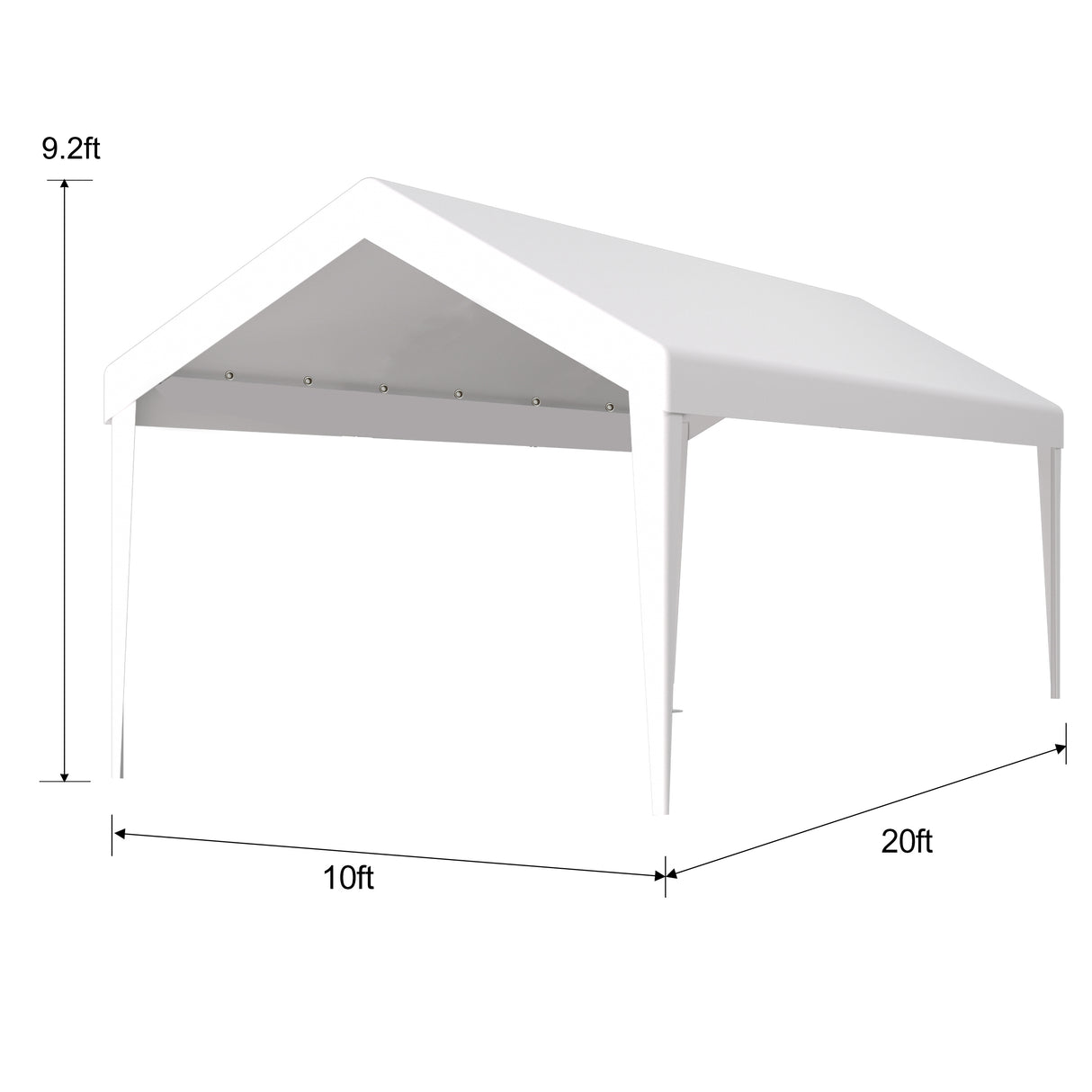 Cubierta de toldo de repuesto para cochera de 10x20 pies Lona impermeable y protegida contra rayos UV con 72 hebillas elásticas Traje para refugio de garaje El marco no está incluido - Blanco