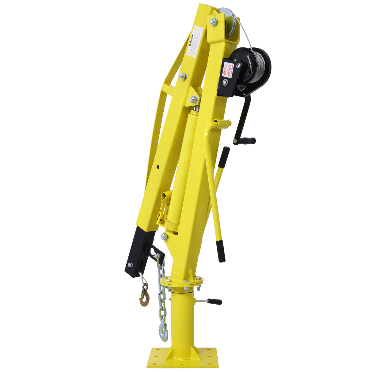 Hydraulic Pickup Truck Crane with Hand Winch Bed Hoist Jib 1000-Lb. Capacity Yellow