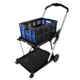 Folding Service Cart with Wheels Double-Decker For Shopping Library Office Warehouse Moving