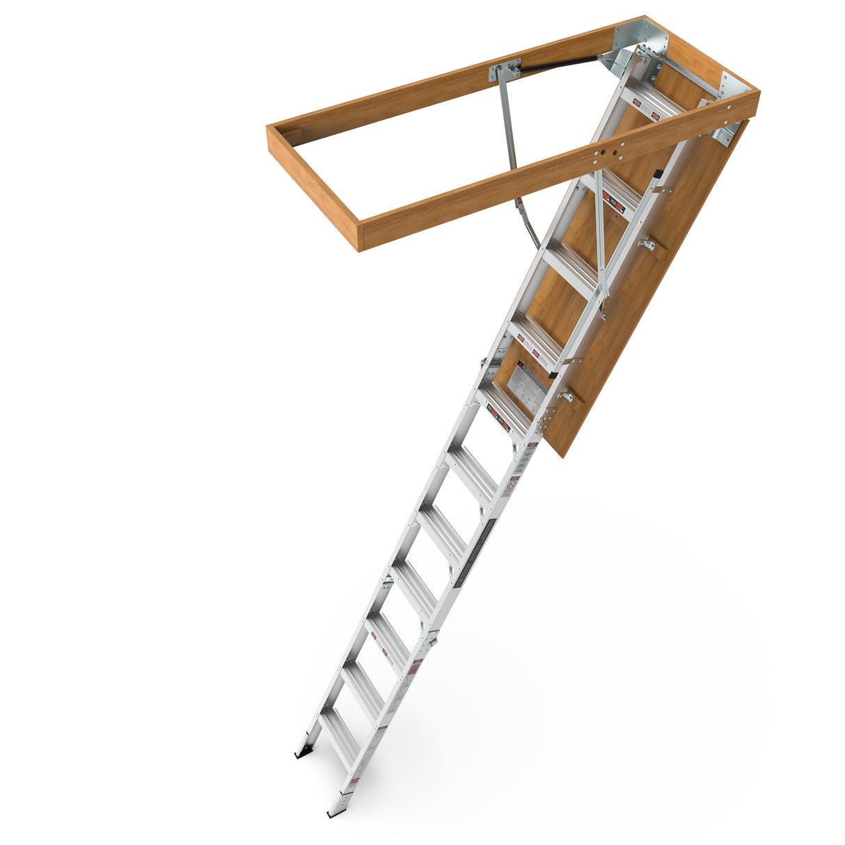 Aluminum Attic Ladder 350 Lbs Capacity 22 1/2" x 54" Opening 7-10ft Ceiling--Metallic Grey