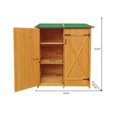 63.58"X 24.6"X 53.15" Wooden Shed Natural for Backyard Garden Big Tool Storage Flat Roof Room