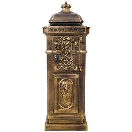 Mailbox Residential The Court Large-Capacity Letter Box Garden Floor Safety Outdoor Rainproof Postbox Statue--Copper