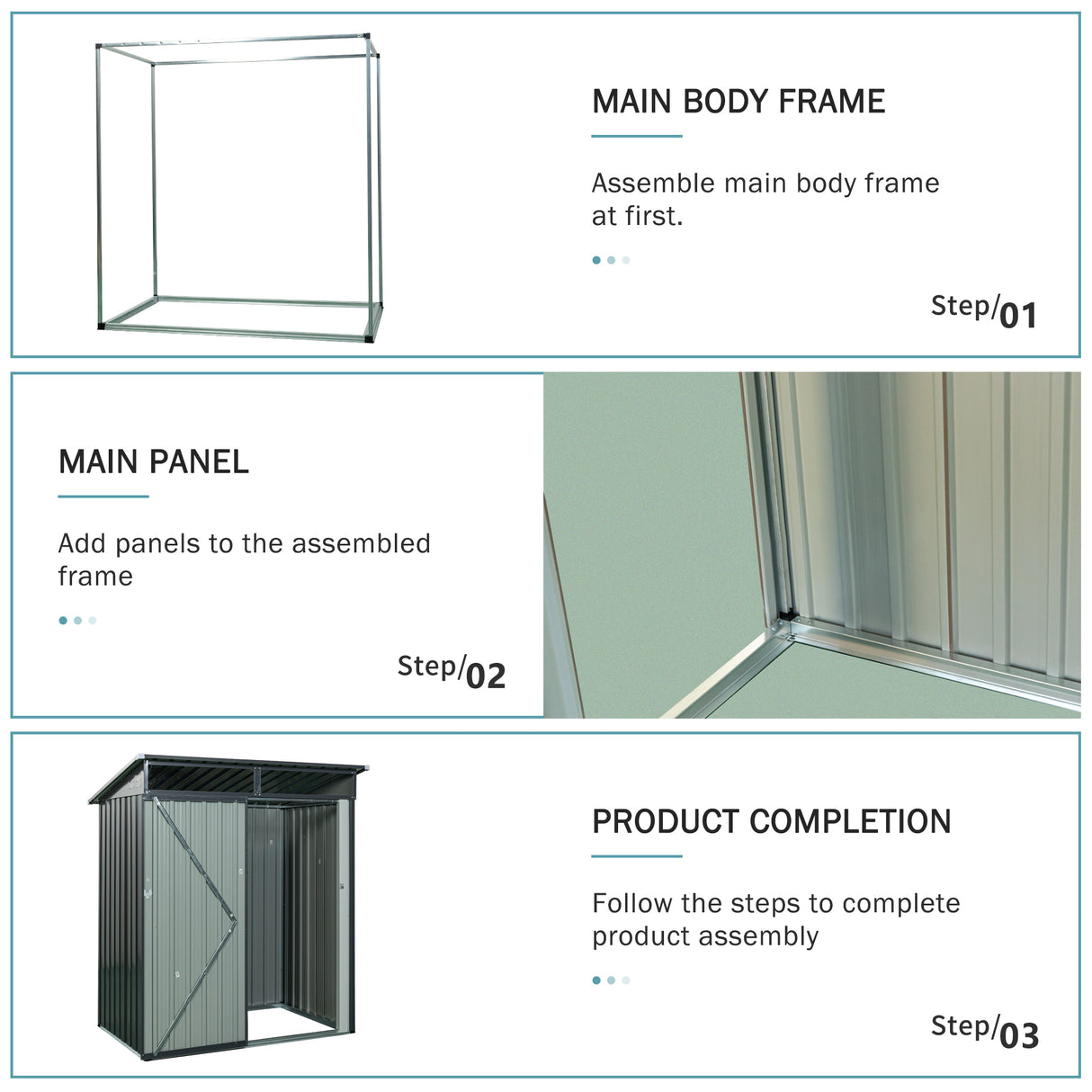 5 Fuß x 3 Fuß Outdoor-Lagerschuppen aus Metall, transparente Platte, grau