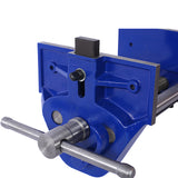 Rapid Action Woodworking Vise Quick Release Lever for Adjustments 7 Inch Jaw Width Made with Heavy-Duty Cast Iron--Blue