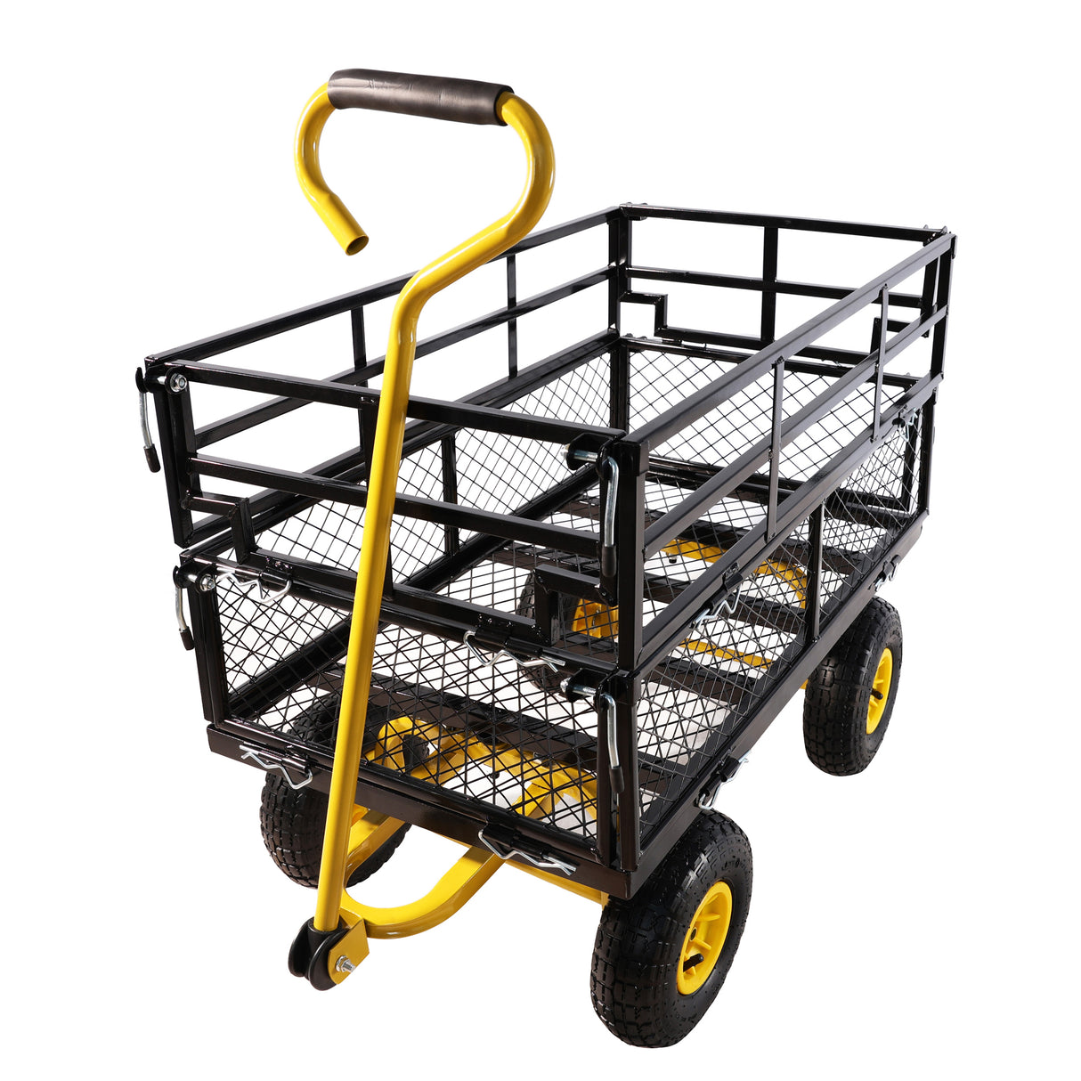 Wagon Cart Garden Trucks Transport Firewood Yellow Black