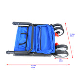 Folding Collapsible Outdoor Utility Wagon Heavy Duty Garden Portable Hand Cart Drink Holder Adjustable Handles Blue