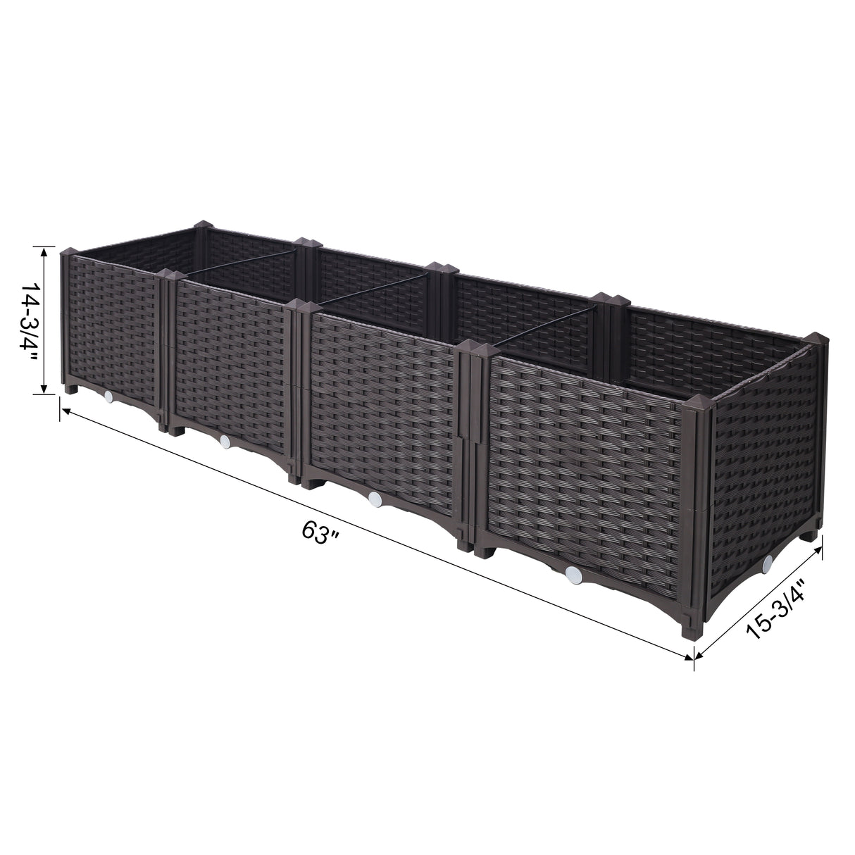 63" L X 15.7" D X 14.7" H Deep Raised Garden Bed Mga Plastic Planter Box para sa mga Gulay Bulaklak Mga Herbs at Succulents Self-Watering Raised--Brown