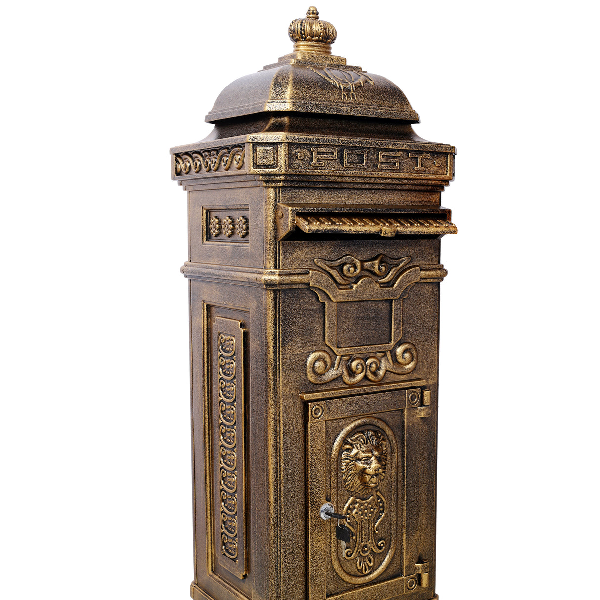 Mailbox Residential The Court Large-Capacity Letter Box Garden Floor Safety Outdoor Rainproof Postbox Statue--Copper