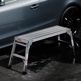 Work Platform Aluminum Portable Bench Folding Ladder ANSI Capacity 225 LBS 40"--Grey