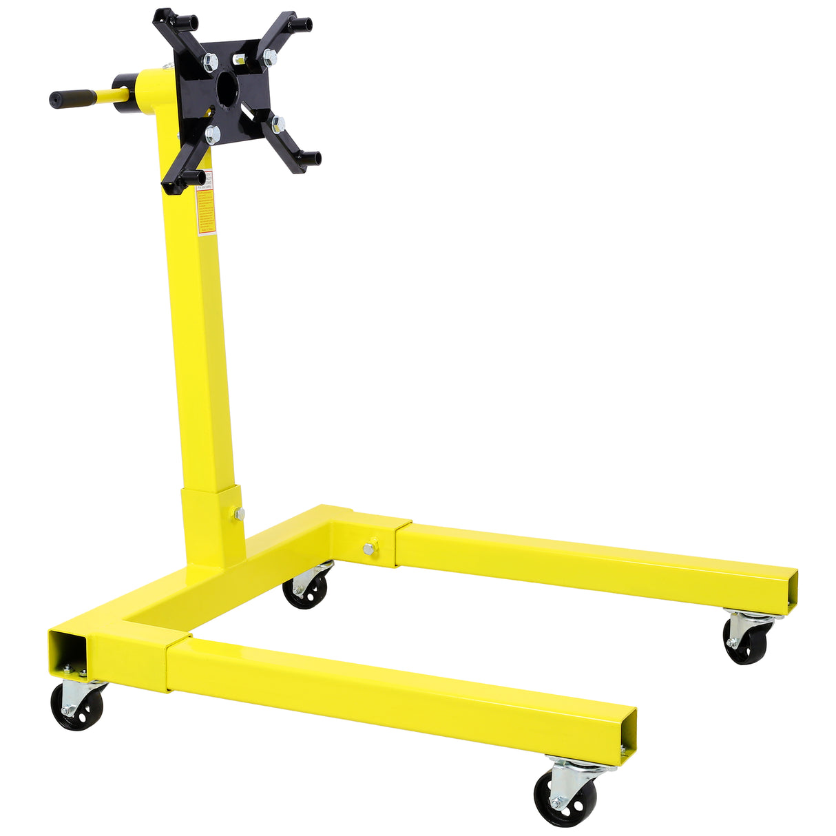 Engine Stand 1250 LBS Capacity 360 Degree Adjustable Mounting Head 4 Ball-Bearing Swivel Caster Wheels Heavy-Duty Square Steel Frame--Yellow