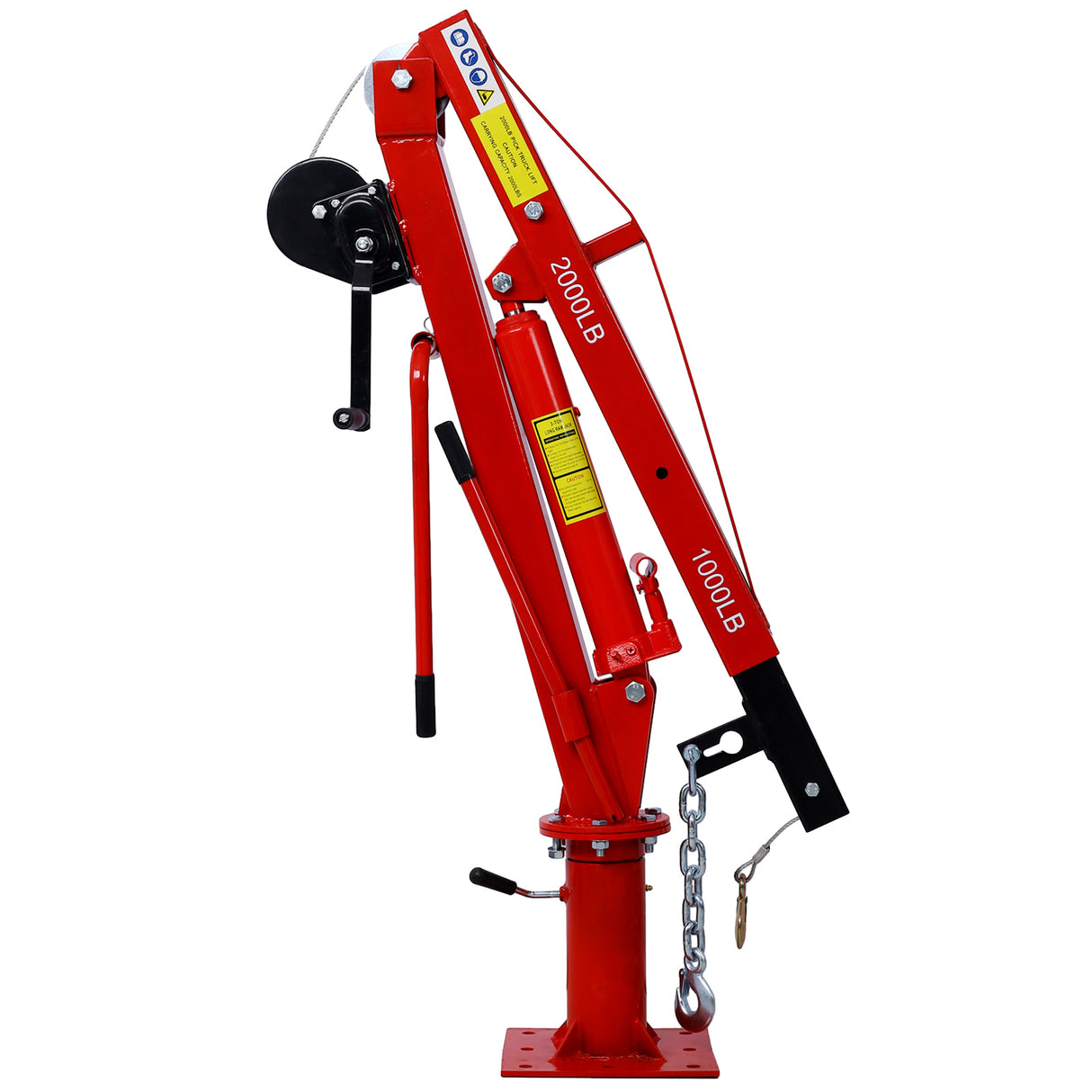 Hydraulic Pickup Truck Crane na may Hand Winch Bed Hoist Jib 2000-Lb. Kapasidad na Pula