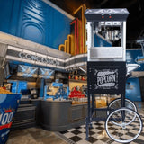 Popcorn Machine with Cart 8oz Popper with Stainless-Steel Kettle Heated Warming Deck and Old Maids Drawer Black