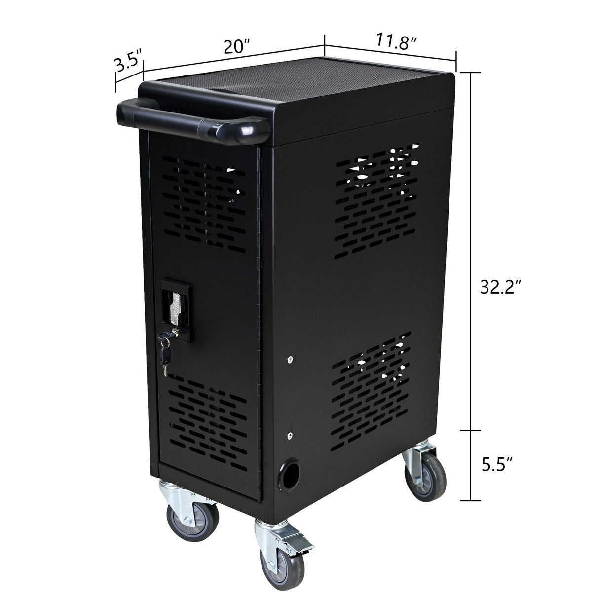 16-Compartment na Matatanggal na Locking Charging Cabinet para sa Laptop Chromebook Black