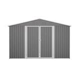 10X8 FT Outdoor Storage Shed Lahat ng Weather Metal na may Lockable Doors Tool para sa Patio ng Hardin sa Backyard Lawn Gray