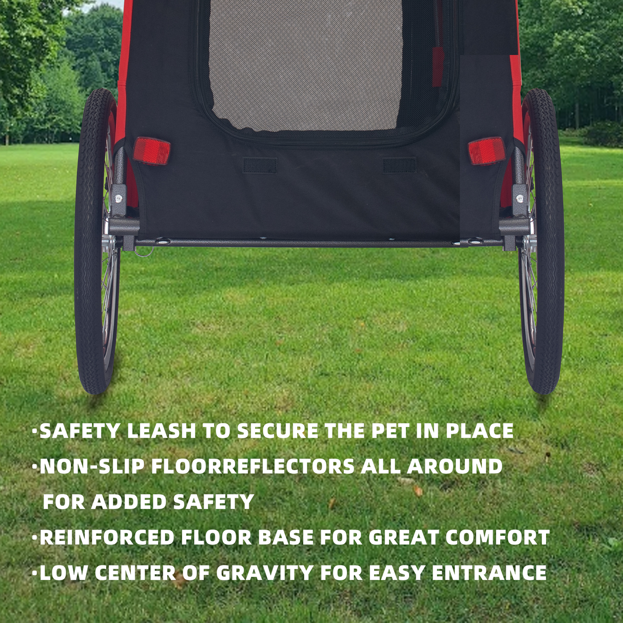 Dog Bike Trailer Breathable Mesh Dog Cart with 3 Entrances Safety Flag 8 Reflectors Folding Pet Carrier Wagon with 20 Inch Wheels Bicycle Carrier for Medium and Small Sized Dogs Red Black