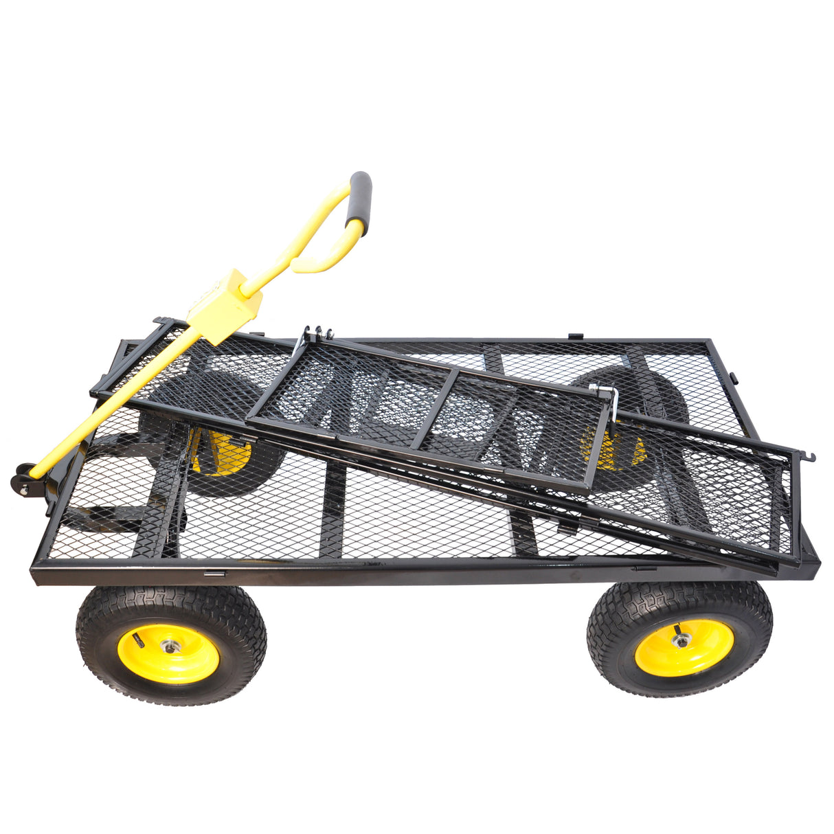 Grand chariot de jardin, camions de transport de bois de chauffage, charge statique maximale 880 lb, jaune et noir