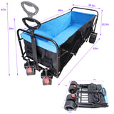 Big Large Capacity Folding Cart Extra Long Extender Wagon Garden Shopping Beach Black Blue