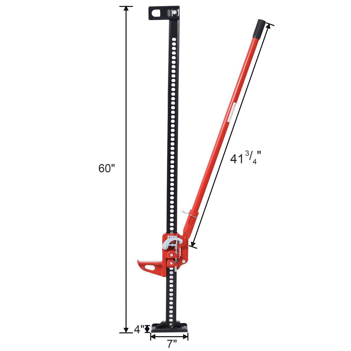 High Lift Farm Jack 60" Utility 7000 lbs Kapasitet Ratcheting Off Road Heavy-Duty for traktortruck SUV Støtfangerløft Rød