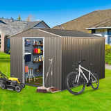 8x10ft Outdoor Metal Storage Shed Grey