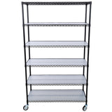 6 Tier 6000lbs Capacity NSF Metal Shelf Wire Shelving Unit Heavy Duty Adjustable Storage Rack na may Mga Gulong at Shelf Liner para sa Commercial Grade Utility Steel Storage Rack Black 84"H x 48"L x 20"D