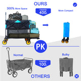 Malaking Malaking Kapasidad Folding Cart Extra Long Extender Wagon Folding Garden Shopping Cart sa Beach Itim na Asul