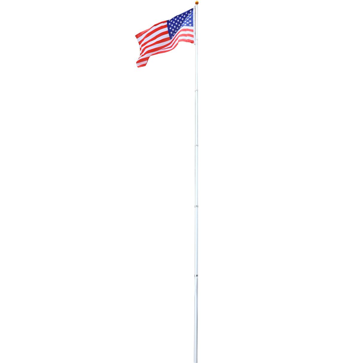 25FT Telescopic Sectional Flag Pole Kit Extra Thick Heavy Duty Aluminum Flagpole Outdoor Inground na may Topper Balls para sa Yard Residential o Commercial