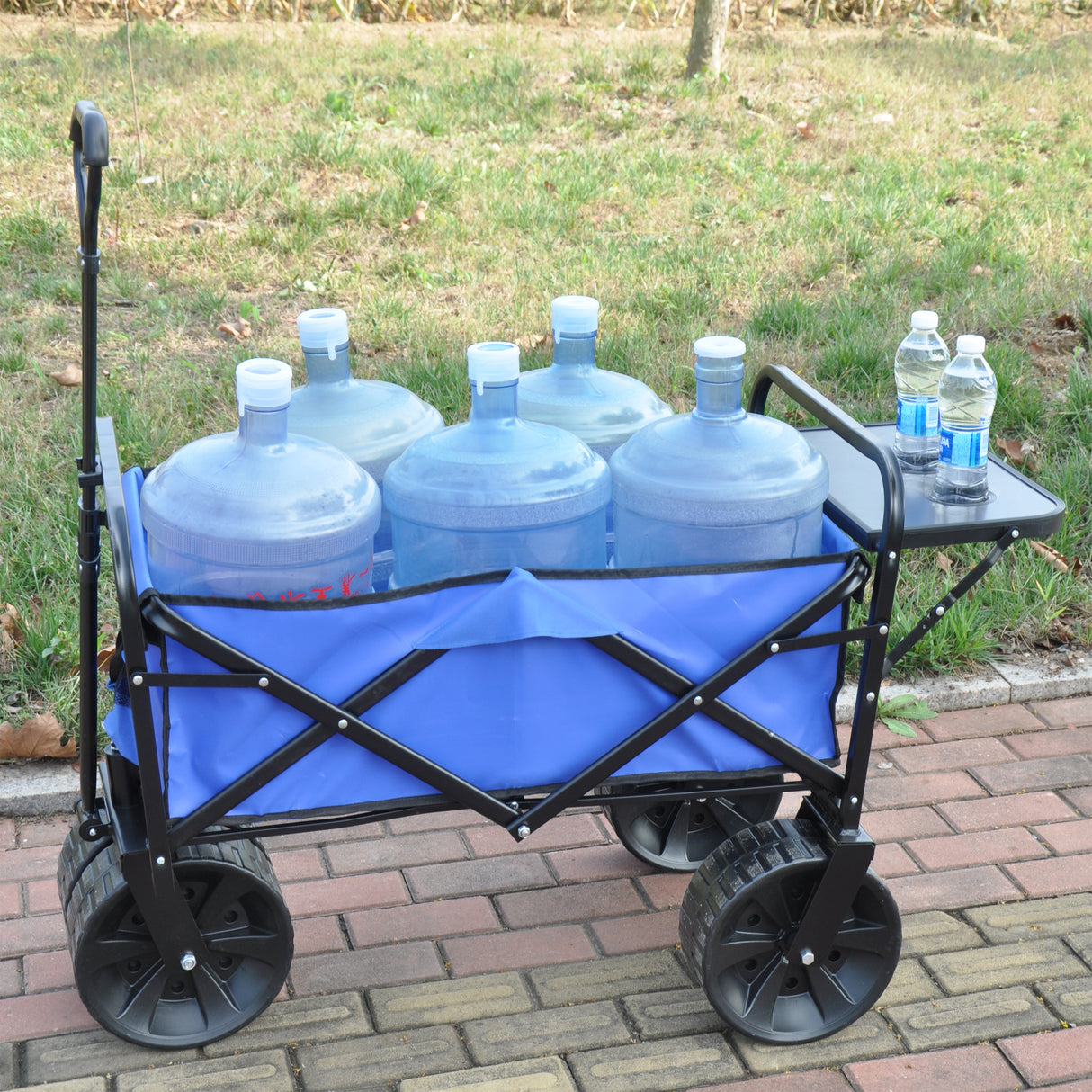 Carrello pieghevole da giardino per la spesa da spiaggia, in metallo blu