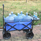 Folding Wagon Garden Shopping Beach Cart Blue Metal