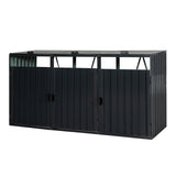 Hangar à ordures stocke 3 poubelles en métal extérieur pour le stockage en acier inoxydable galvanisé pour le charbon de bois de pelouse de jardin