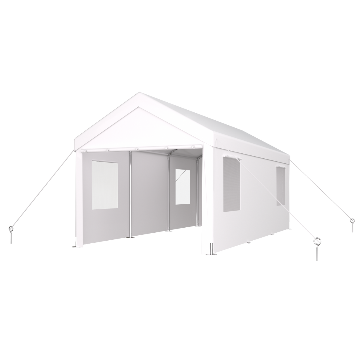 12' x 20' Carport Portable Garage Heavy Duty Canopy with 2 Roll-up Doors & 4 Ventilated Windows for Car Truck Boat Garden Tools--White