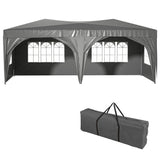 10'x20' EZ Pop Up Canopy Outdoor Portable Party Folding Tent na may 6 na Matatanggal na Sidewalls + Carry Bag + 6 na pcs Weight Bag Beige Gray