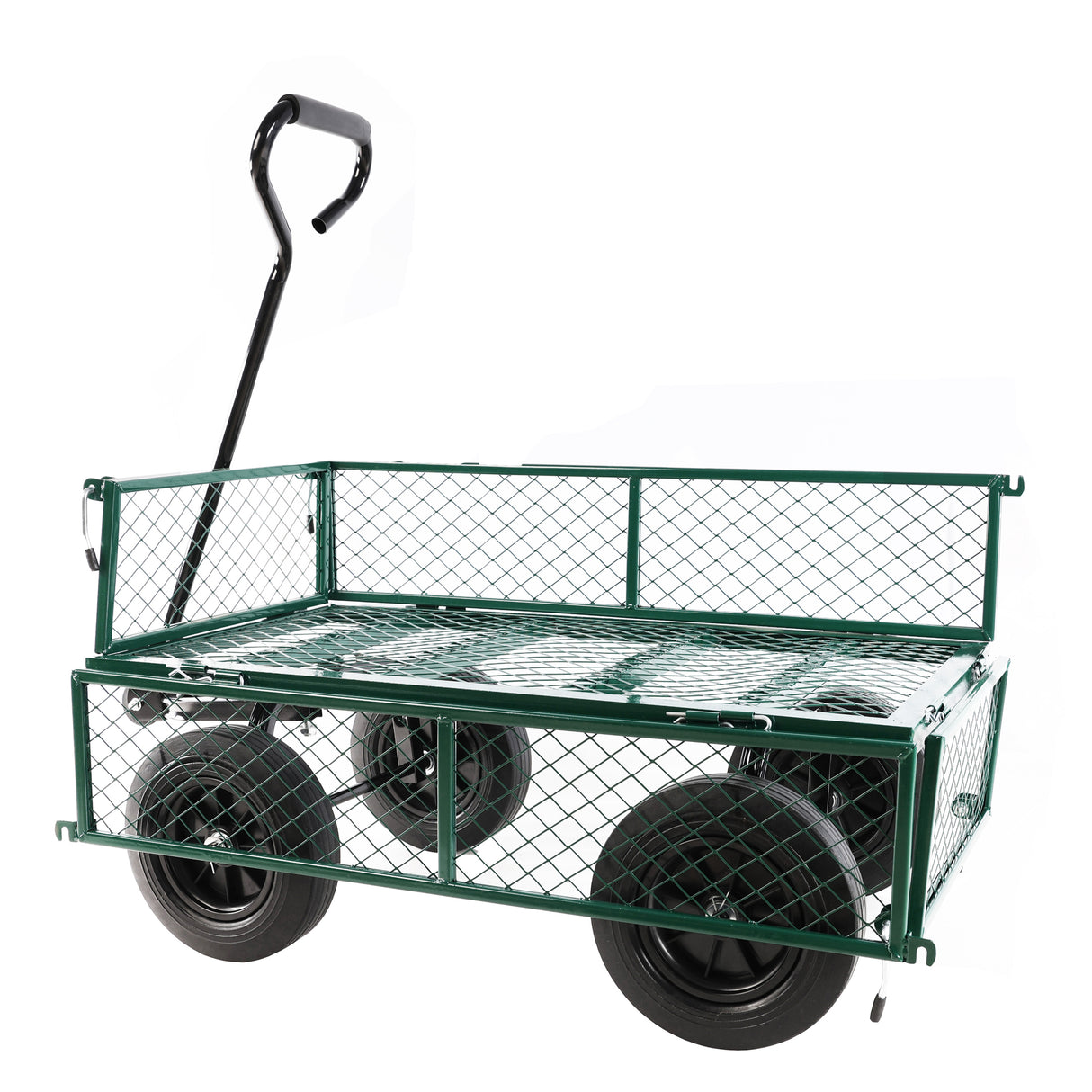 Solid Wheels Tools Cart Wagon Garden Trucks Transport Firewood Green