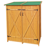 63.58"X 24.6"X 53.15" Wooden Shed Natural para sa Hardin sa Likod ng Bahay Malaking Tool Storage Flat Roof Room