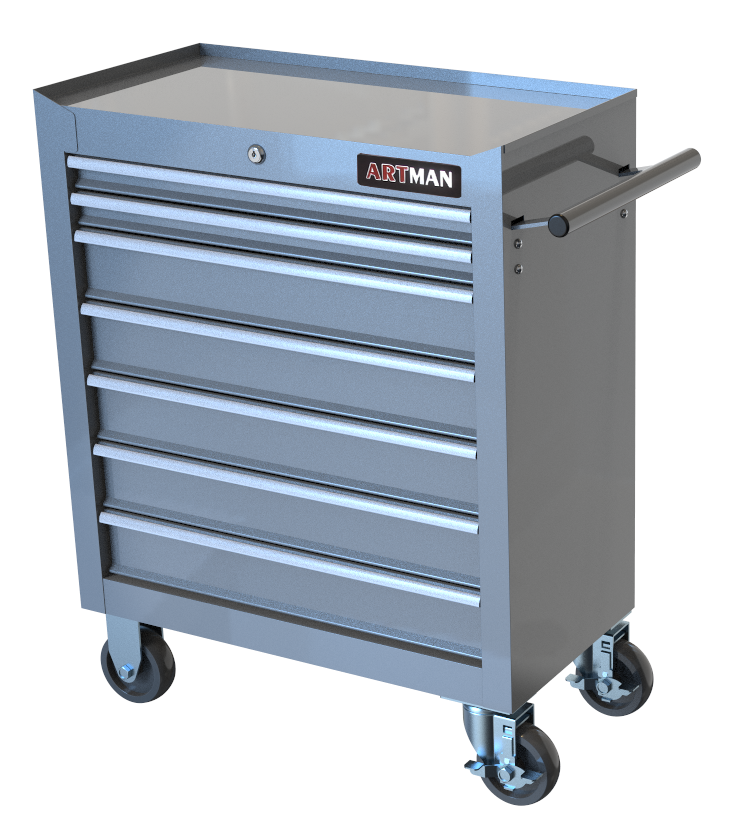 7 Drawers Multifunctional Tool Cart with Wheels Silver