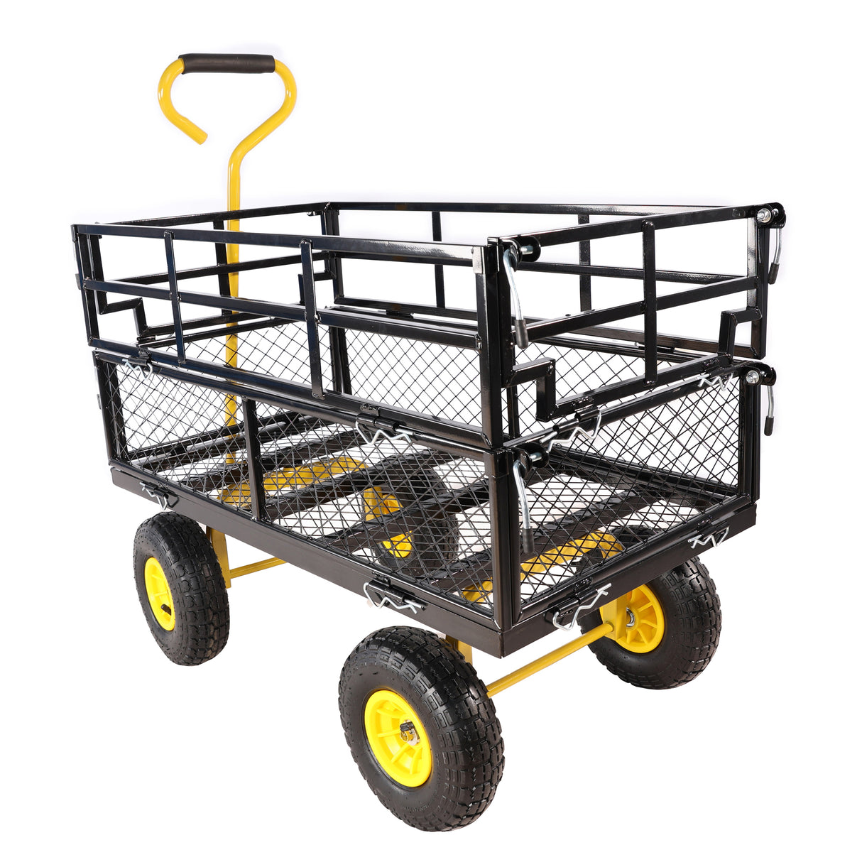 Wagon Cart Garden Trucks Transport Firewood Yellow Black