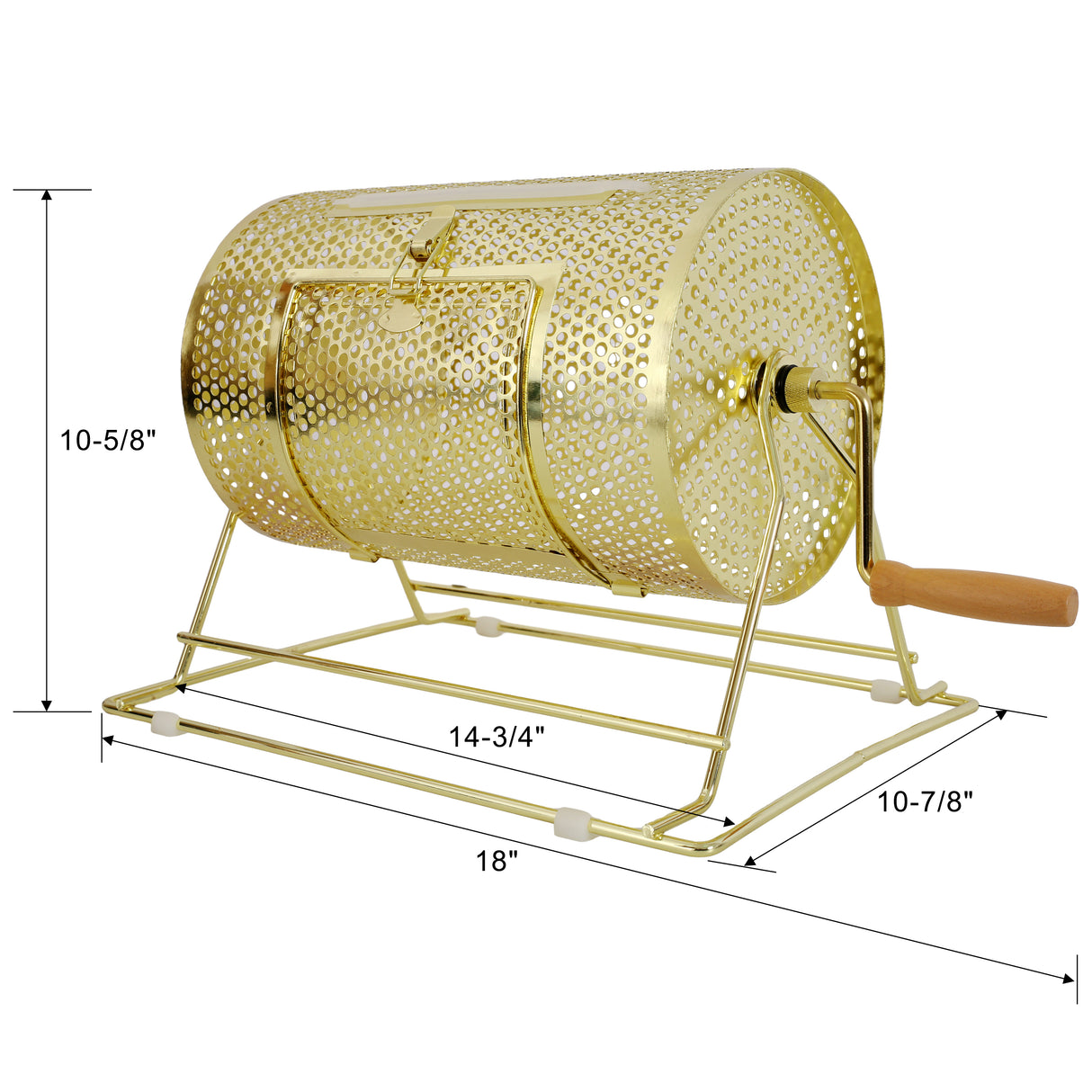 Raffle Ticket Spinner 12 x 8 Inch Drum Lottery Spinning Drawing Brass Plated Roll Box with Wooden Turning Handle Holds 2500 Tickets or 100 Ping Pong Balls for Events