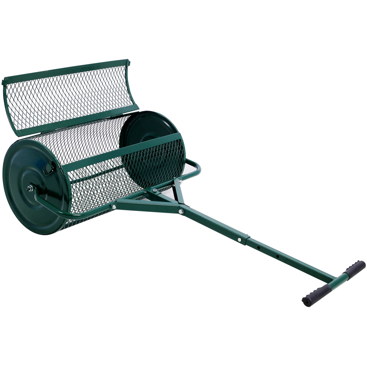 24 inch turfmos compoststrooier metalen gaas T-vormige handgreep voor planten zaaien gazon en tuinverzorging mestroller staal groen