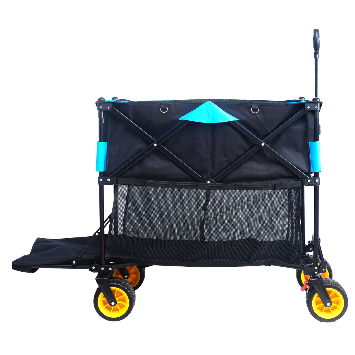 Carro plegable de gran capacidad, carro extensor Extra largo, carrito plegable para compras de jardín, carrito de playa, negro y azul