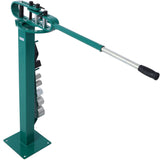 Dobladora compacta para piso de pedestal, 7 troqueles, tubo metálico compacto y versátil, montaje de 44', mango telescópico con recubrimiento en polvo, máximo 5/8" de espesor, 1-15/16" de ancho, verde