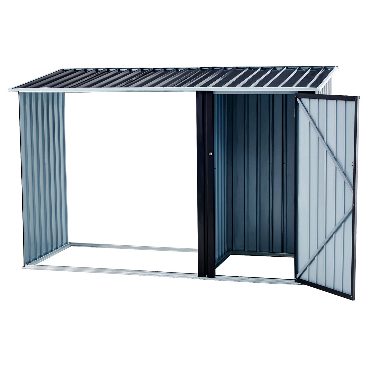 Abri de stockage de bois de chauffage, support d'extérieur avec porte-bûches, abri pour terrasse en acier galvanisé Anthracite