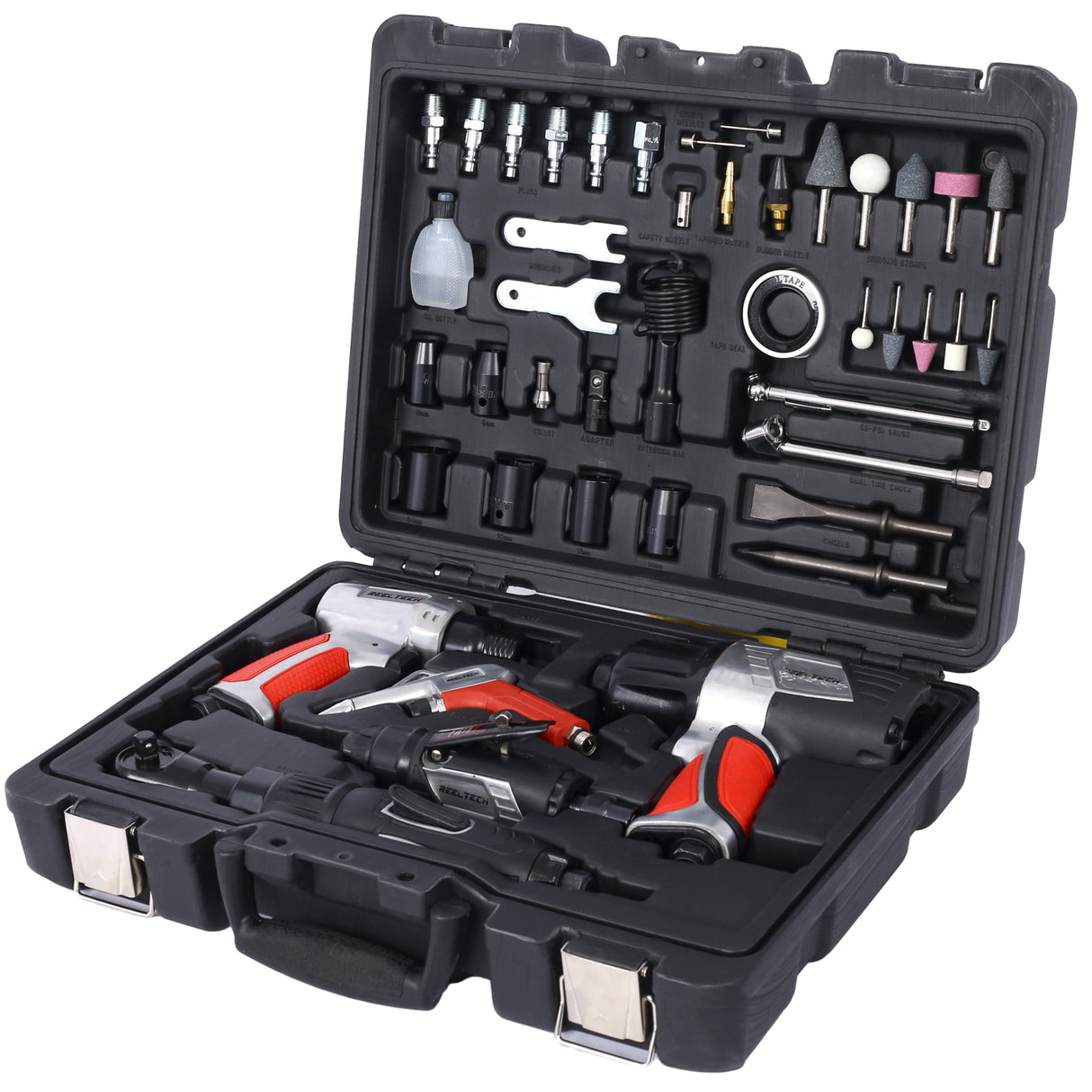 44-Piece Professional Air Tool Accessory Kit Impact Wrench Air Ratchet Die Grinder Blow Gun Air Hammer Dual Air Chuck Tire Gauge at Accessories